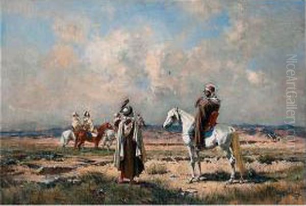 La Chasse Au Faucon Oil Painting by Victor Pierre Huguet