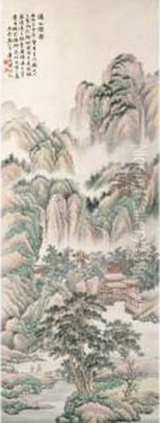 Retreating In Green Mountains Oil Painting by Lu Hui