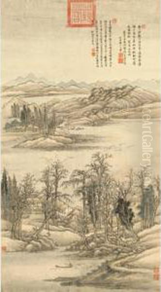 Landscape After Zhao Lingrang (11th Century) Oil Painting by Hui Wang