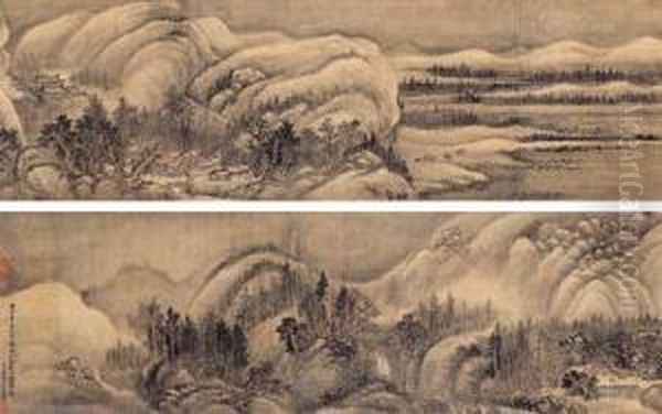 Rain Clearing Over The Summer Mountains After Dong Yuan Oil Painting by Hui Wang