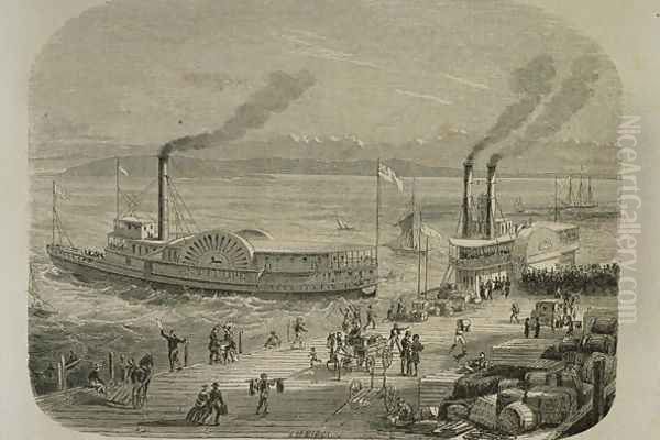 The San Francisco Docks in the 1860s Oil Painting by Gustave Adolphe Chassevent-Bacques