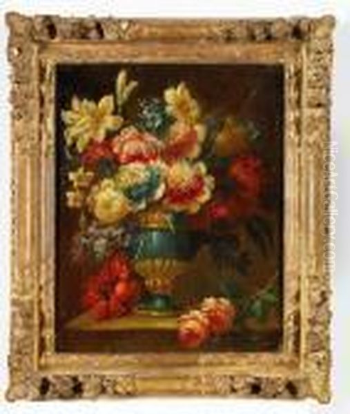 Blomsterstilleben Oil Painting by Pierre-Nicolas Huillot