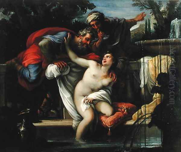 Susanna and The Elders Oil Painting by Giuseppe Chiari