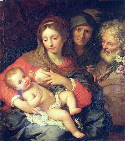 The Holy Family with Elizabeth Oil Painting by Giuseppe Chiari