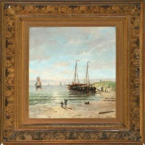 Coastal Scene With A Cof Oil Painting by Hendrik Hulk