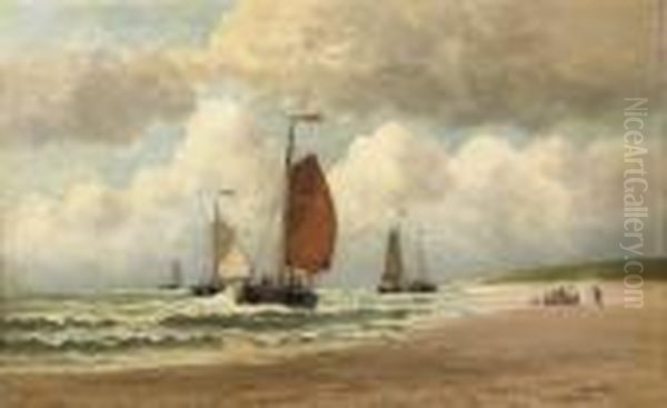 The Arrival Of The Fishing Fleet Oil Painting by Hendrik Hulk