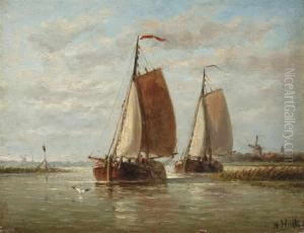 Sailing On A Calm Oil Painting by Hendrik Hulk