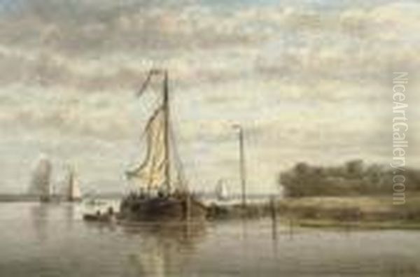 Along A River In Summer Oil Painting by Hendrik Hulk