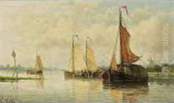 Moored Sailing Vessel Oil Painting by Hendrik Hulk