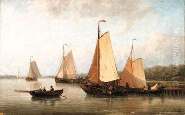 Fishing Boats In An Estuary
Oil On Canvas Oil Painting by Hendrik Hulk