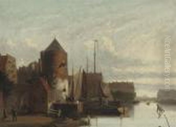 A View Of Haarlem, With The St. Bavo Church In The Distance Oil Painting by Johannes Frederik Hulk, Snr.