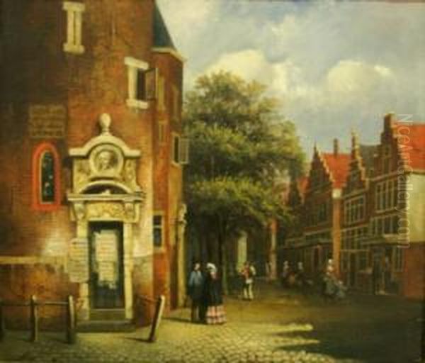 I Village Street Oil Painting by Johannes Frederik Hulk, Snr.