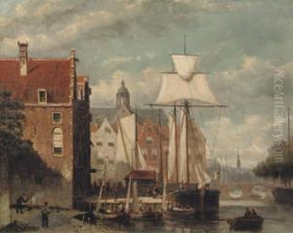 A View Of Amsterdam In Summer Oil Painting by Johannes Frederik Hulk, Snr.