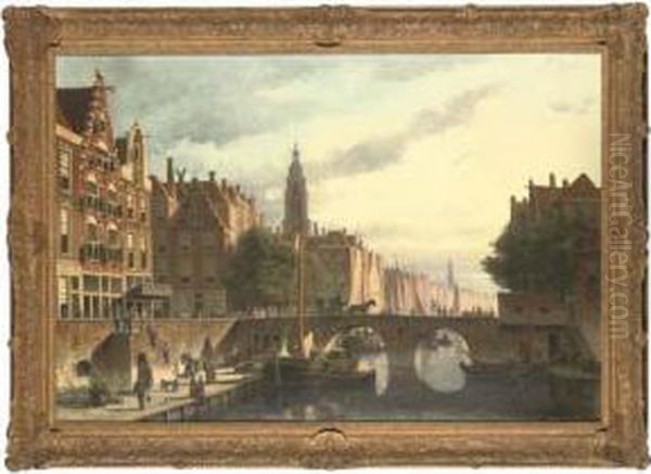 Amsterdam Oil Painting by Johannes Frederik Hulk, Snr.