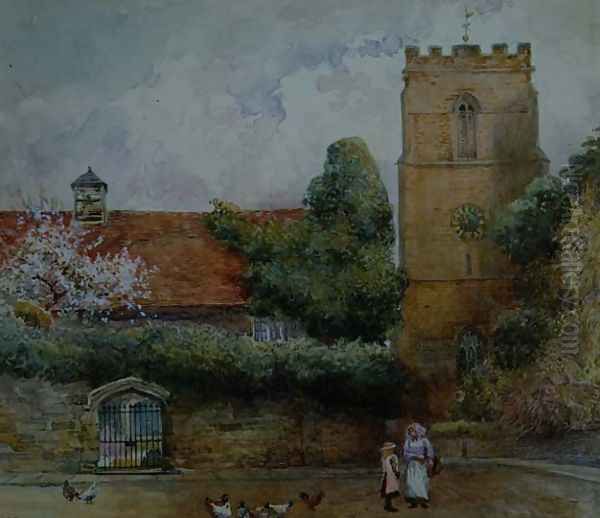 Towcester Old Grammar School, Warwickshire Oil Painting by Elizabeth M. Chettle