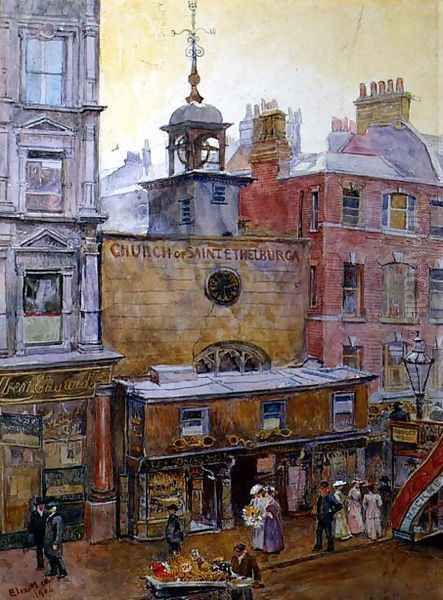 The Church of St. Ethelburga, London Oil Painting by Elizabeth M. Chettle