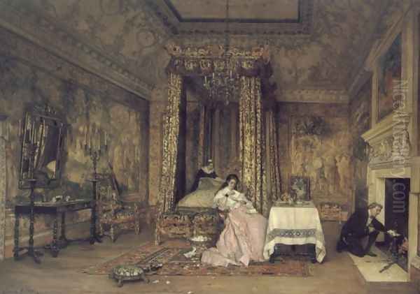 Old Letters - a scene at Knole, 1873 Oil Painting by Claude Andrew Calthrop