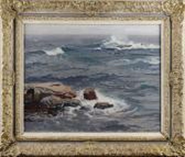 Havet Gar I Dyning Oil Painting by Oscar Hullgren