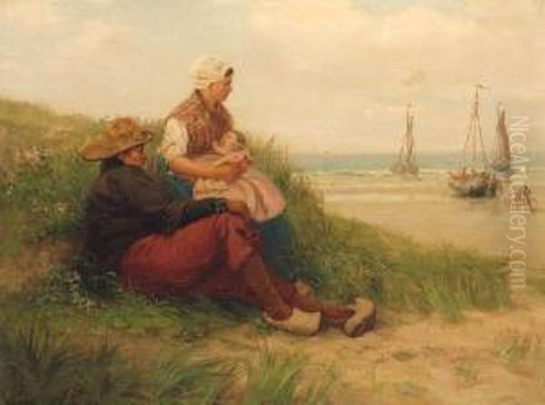 Resting In The Dunes, Holland Oil Painting by Edith Hume