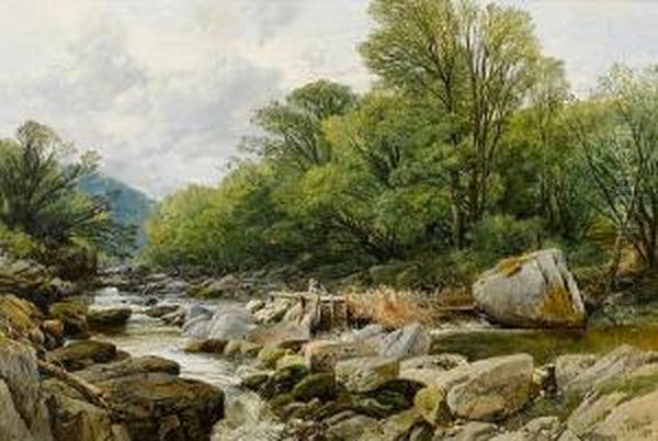 Salmon Trap On The Lledr Oil Painting by Frederick William Hulme