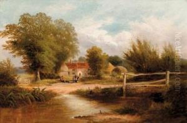 Farm At Hassocks, Sussex Oil Painting by Frederick William Hulme