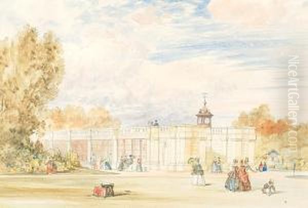 'the Zoological Society's Gardens, Regent's Park, The Carnivora Terrace' Oil Painting by Frederick William Hulme