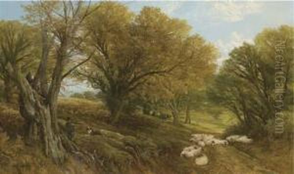 A Surrey Glade Oil Painting by Frederick William Hulme