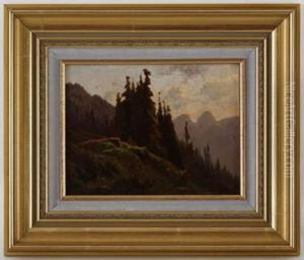 Charles Humbert , Ormonts, Sapins A La Praiza Oil Painting by Charles Humbert