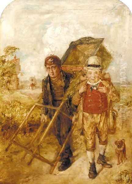 The itinerant Punch and Judy show Oil Painting by James Campbell