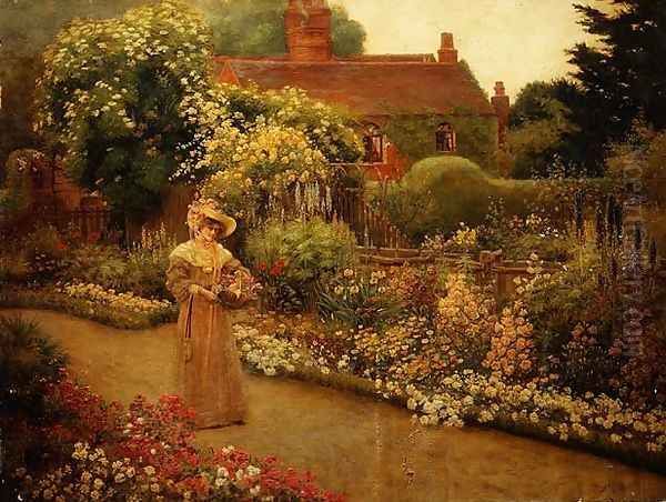 An English Garden Oil Painting by Percy Robert Craft