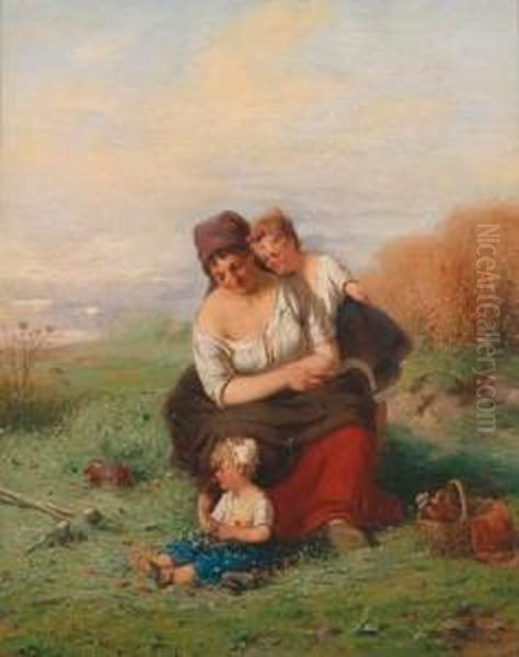 Sosta Sul Prato Estivo Oil Painting by Adolf Humborg