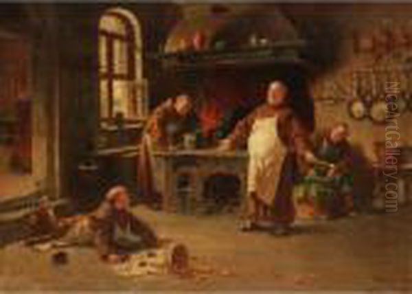 Too Many Cooks Oil Painting by Adolf Humborg