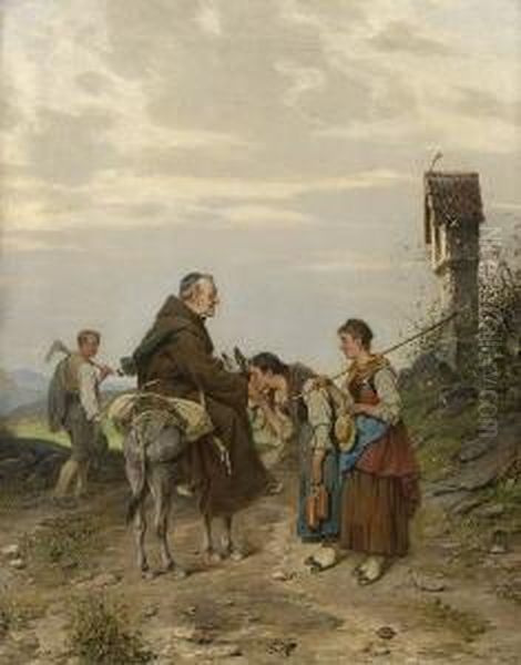 Begegnung Am Marterl. Oil Painting by Adolf Humborg