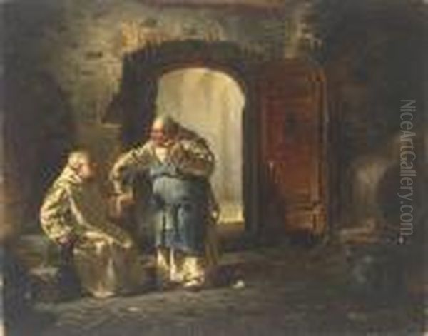 A Quiet Tipple Oil Painting by Adolf Humborg