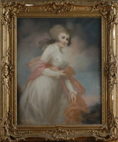 Portrait Of A Lady, Said To Be The Honorable Mrs. Stanhope Oil Painting by Ozias Humphrey