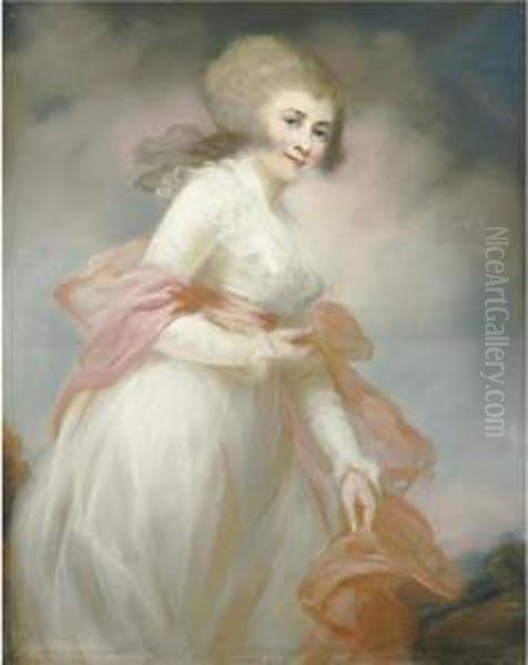 Portrait Of A Lady, Said To Be The Hon. Mrs. Stanhope Oil Painting by Ozias Humphrey