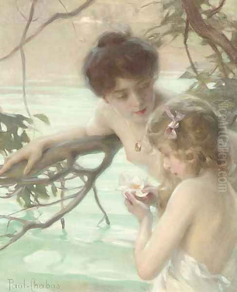 Mother and Child Bathing Oil Painting by Paul Emile Chabas