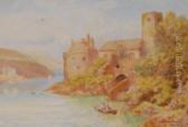 View Of Castle Dartmouth, Devon Oil Painting by Thomas Hunt