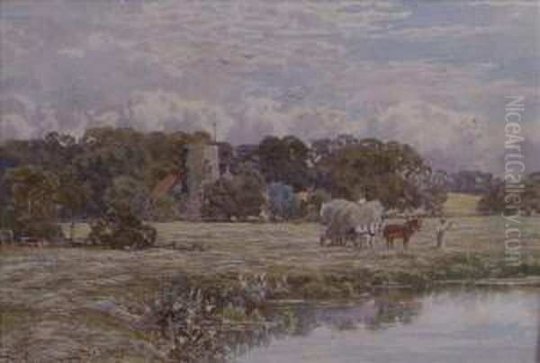 The River Wey And Thechurch At Send, Surrey Oil Painting by Thomas Hunt