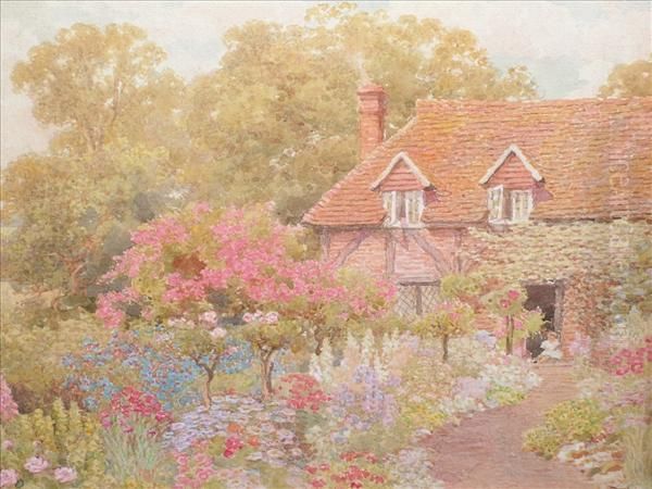 Cottage Garden, Westclandon Oil Painting by Thomas Hunt