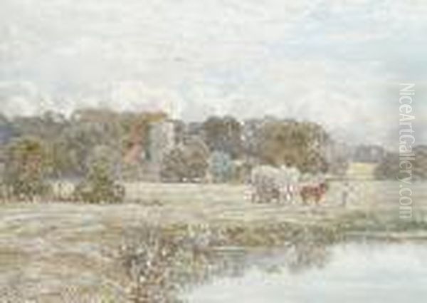 The River Wey And The Church At Send, Surrey Oil Painting by Thomas Hunt