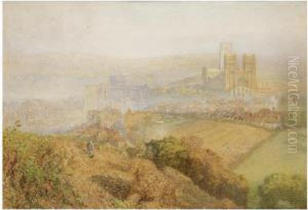 Durham, Misty With Colliery Smoke. Oil Painting by Alfred William Hunt