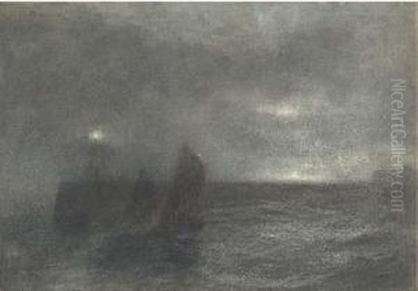 Nocturne: Fishing Boats At Twilight Oil Painting by Alfred William Hunt