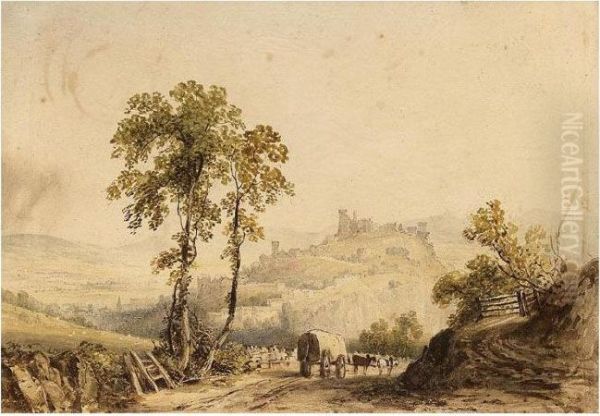 Denbigh Castle Oil Painting by Alfred William Hunt