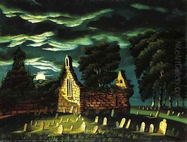 Old Sleepy Hollow Church Oil Painting by Thomas Chambers