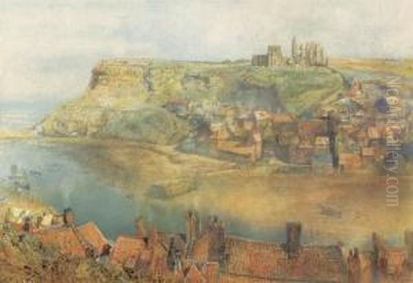 Across Whitby Harbour To The Abbey Oil Painting by Alfred William Hunt