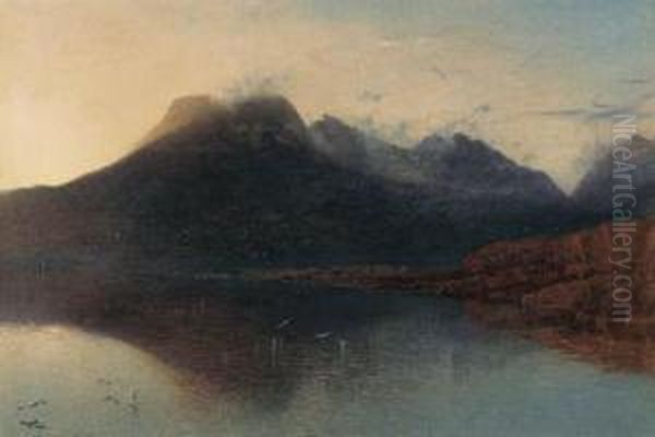 Loch Slapin, Isle Of Skye, In Evening Light Oil Painting by Alfred William Hunt