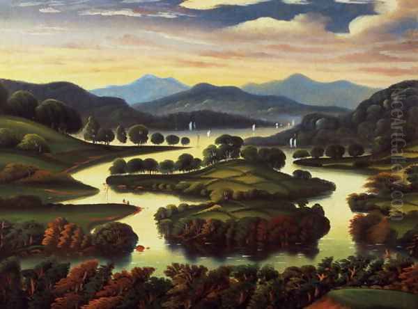 Landscape (possibly New York State) c.1850 Oil Painting by Thomas Chambers