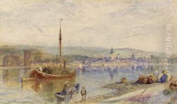 Rudesheim From Bingen, On The Rhine Oil Painting by Alfred William Hunt