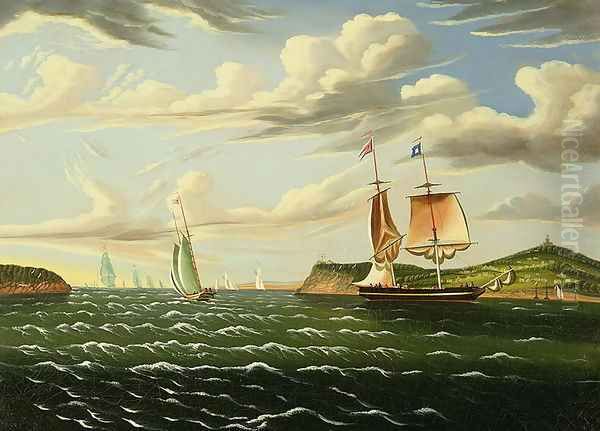 Staten Island and the Narrows, 1835-55 Oil Painting by Thomas Chambers